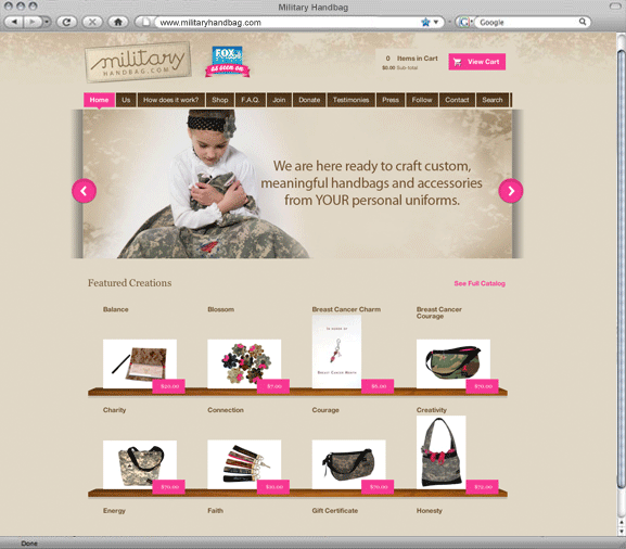 Website and logo for Militaryhandbag.com